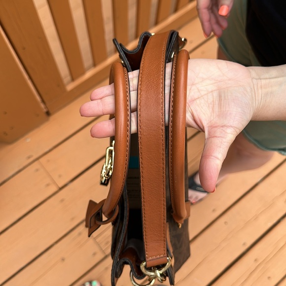 Michael Kors Hamilton Satchel Bag with Gold Chain - Brown - Picture 11 of 15